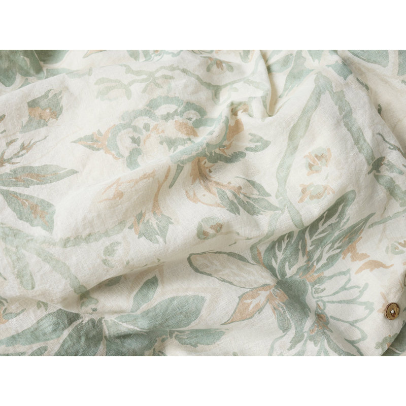 Sea Bloom Print Duvet Cover, Natural w/Sage, King Duvet Cover