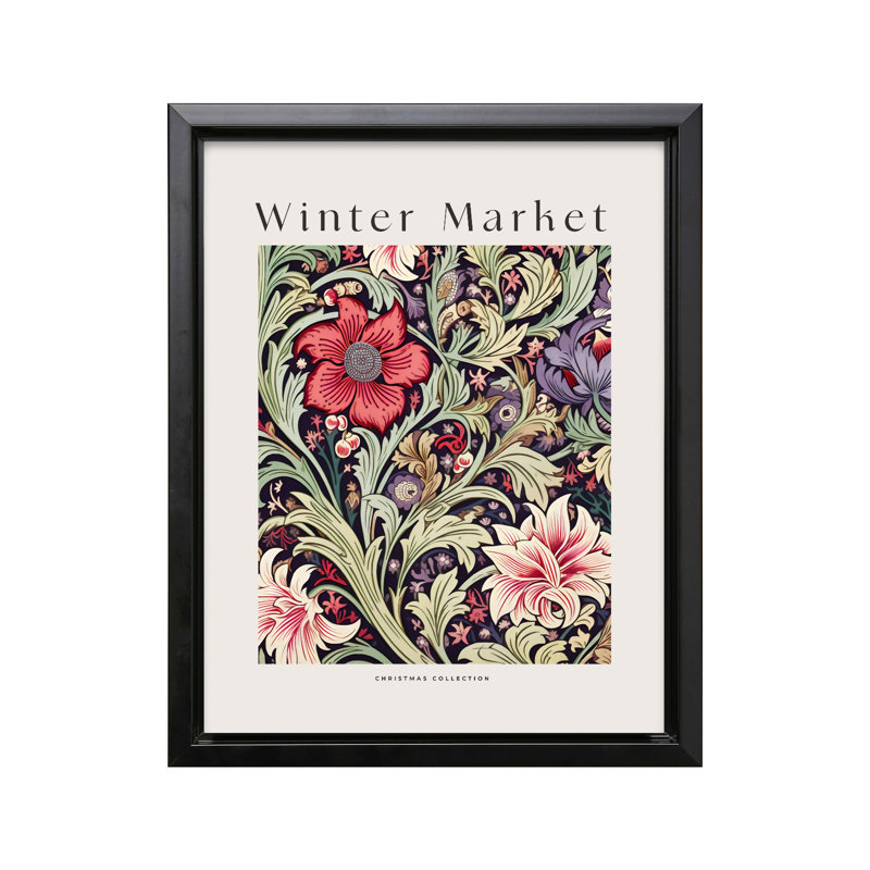 Marché d'hiver, 18"H x 24"W, Canvas, Black Framed