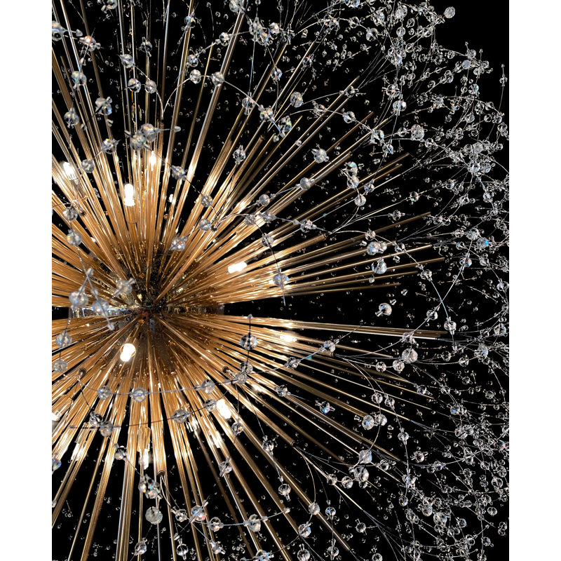 Lustre en cristal Luxe Starburst, Doré, 30 lumières, 63"