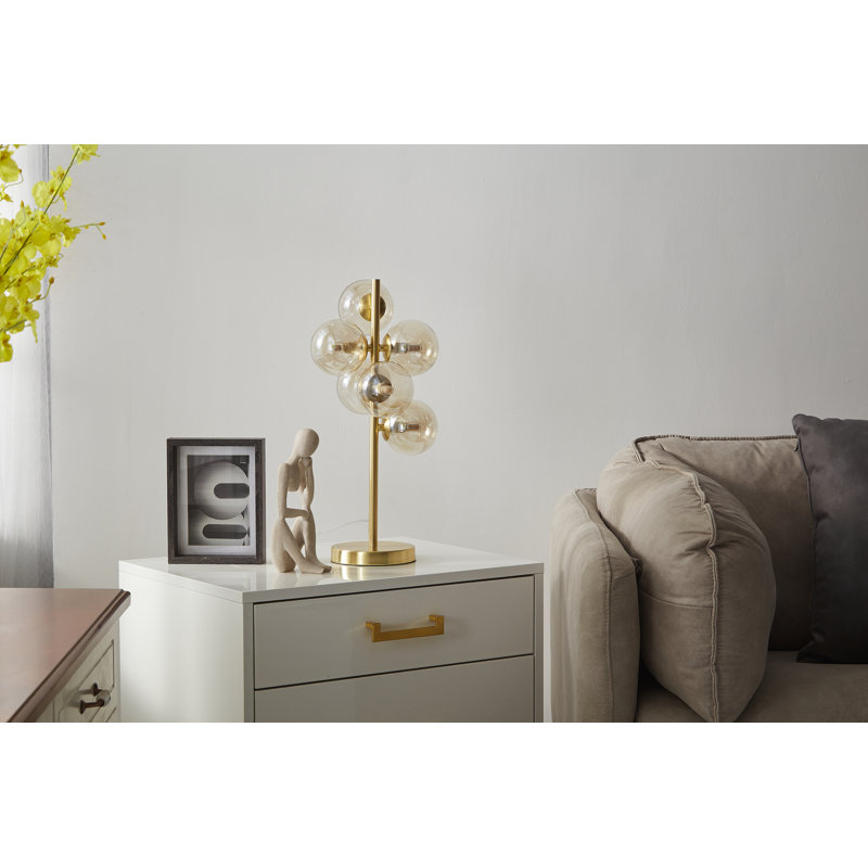 Wantaugh Metal Table Lamp, Satin Gold, Cognac