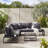 Loreto Outdoor 6 Person Corner Sofa Set with In-Built Side Tables for Modern Gardens