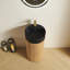 Meuble-lavabo cylindrique autoportant de 16 po, armoire à colonne cannelée en bois massif avec vasque ronde à surface solide, meuble-lavabo à piédestal scandinave moderne pour petite salle de bain, 2 options de finition de lavabo et 2 de finition bois, robinet et drain non inclus-1657300001-1657300014