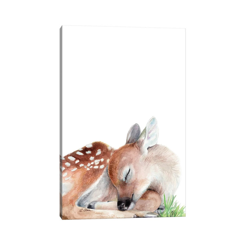 Woodland Sleeping Fawn - Wrapped Canvas Painting, 66.04 cm H x 45.72 cm W