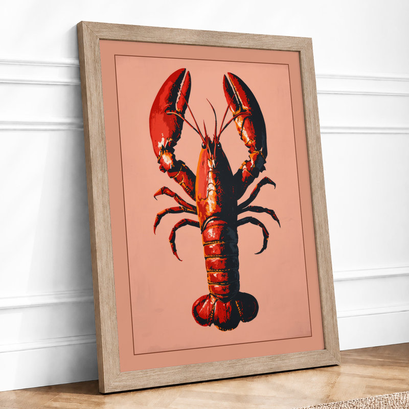 Lobster Study Modern - Framed Print, A3 - 42.0 x 29.7 cm, Oak