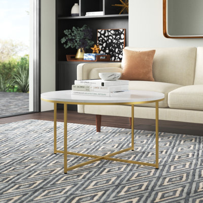 Norrell Living Room Coffee Table with Crisscross Metal Frame