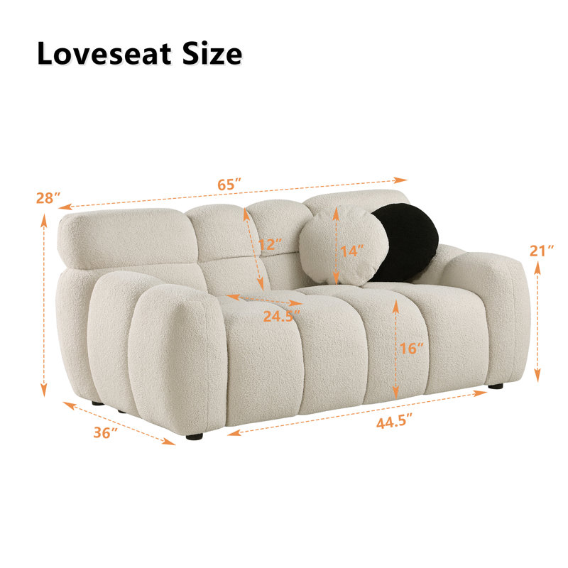 Allal 65'' Upholstered Loveseat, Beige Boucle
