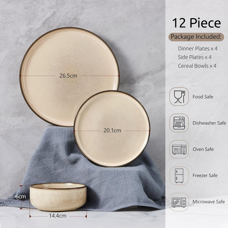Stoneware Dinnerware - Service for 4, Desert Khaki