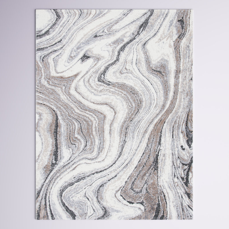 Tapis gris / ivoire / taupe Makenna, Rectangle 8 pi x 10 pi