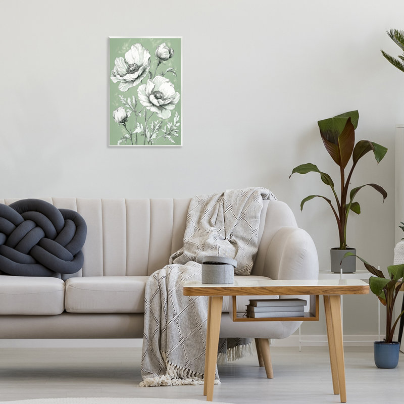 Plaque murale «Soft Green Poppy», par Petal Prints Design, H 15 po x l 10 po