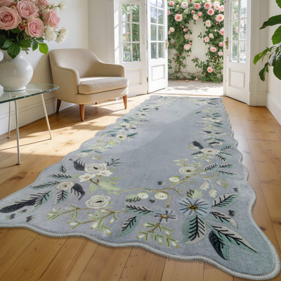 Floral Non Slip Low Profile Washable Door Mat