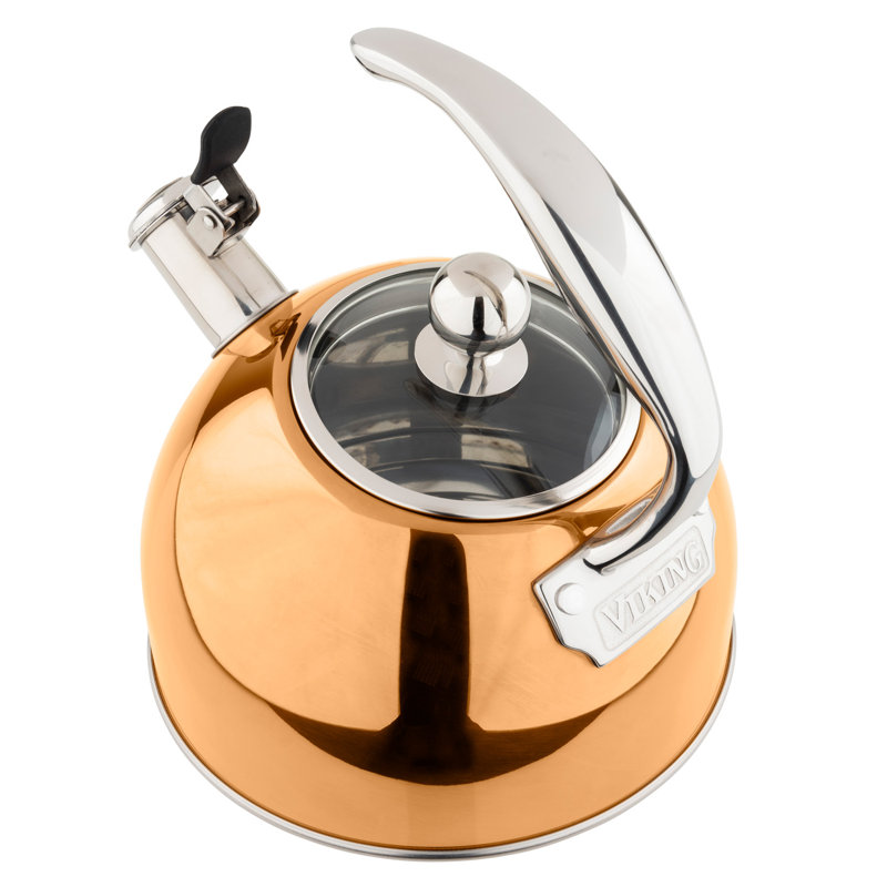 Viking 2.6-Quart Stainless Steel Kettle with 3-Ply Base, Rose Gold