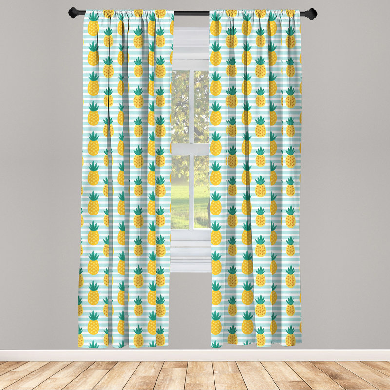 Pineapple Semi-Sheer Rod Pocket Curtain Panels, 28" x 63"