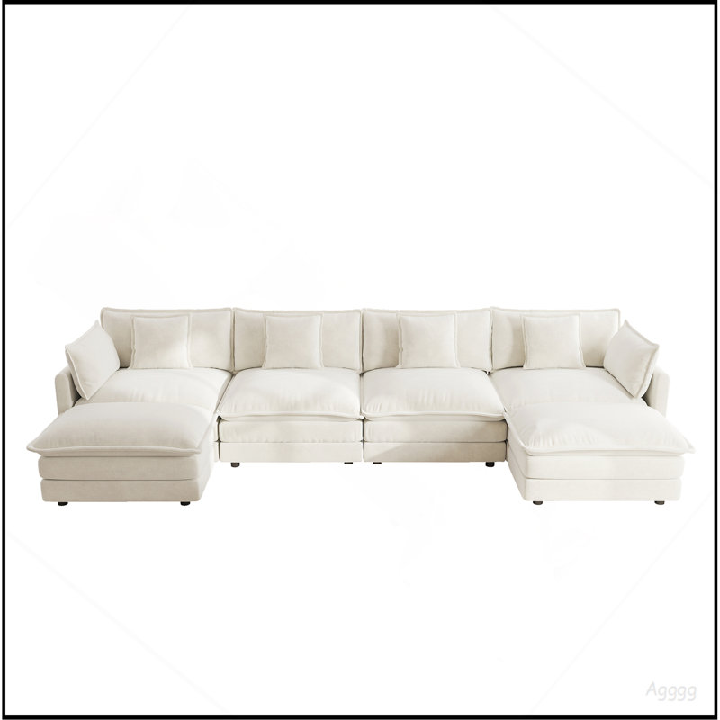 Canapé Comfort U, Chenille blanche