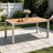 Seats 6 Outdoor Patio Dining Table, 63"x35.4" Heavy Duty Teak Tabletop with Rustproof Aluminum Frame, Weatherproof for Backyard, Deck or Cafe