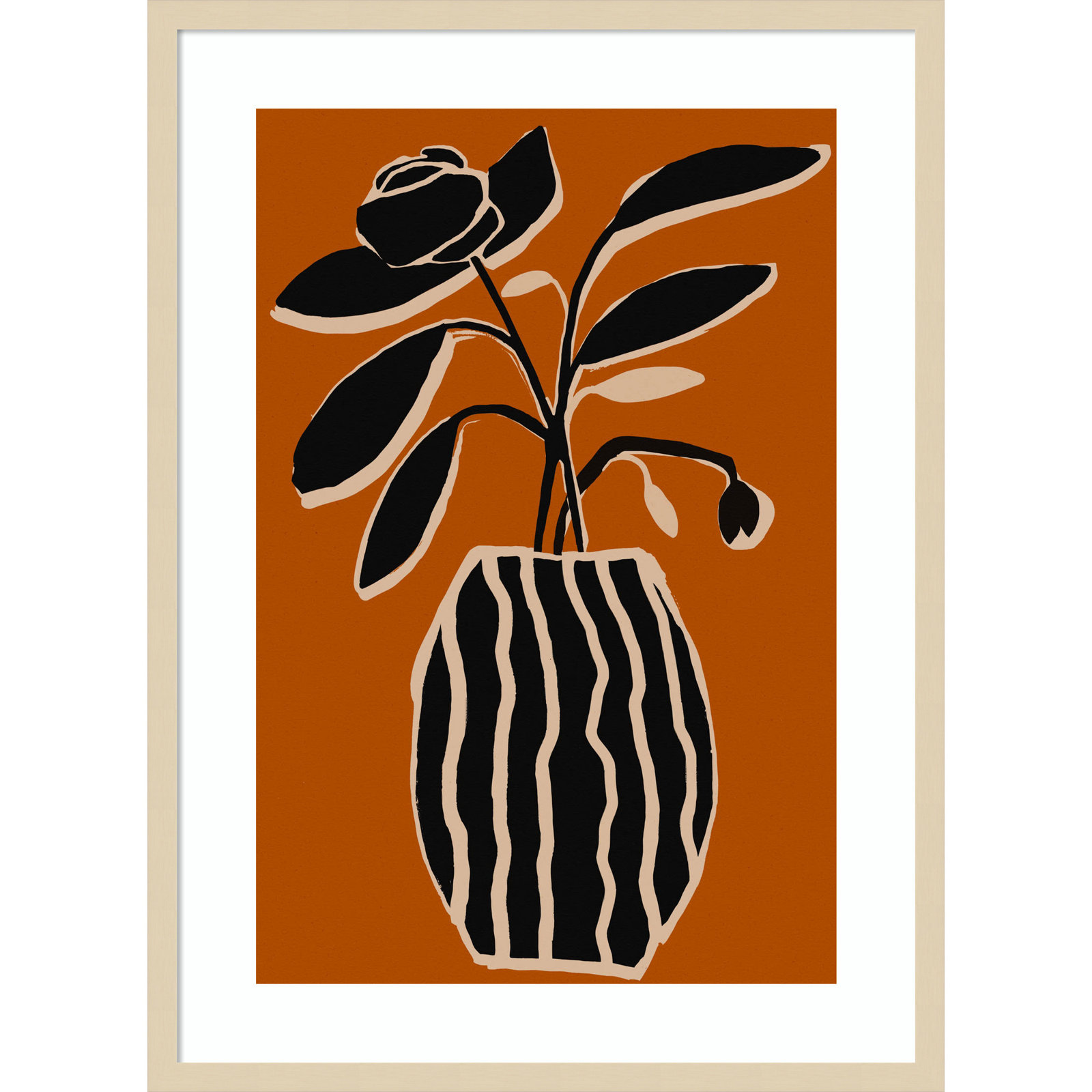 Ochre Still Life No 5 by Treechild, Brown Framed, 33" H x 24" W x 1" D