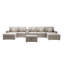 Canapé modulaire à méridienne double 7 pièces en tissu lin avec pattes interchangeables, repose-pieds, oreillers et USB-307130031
