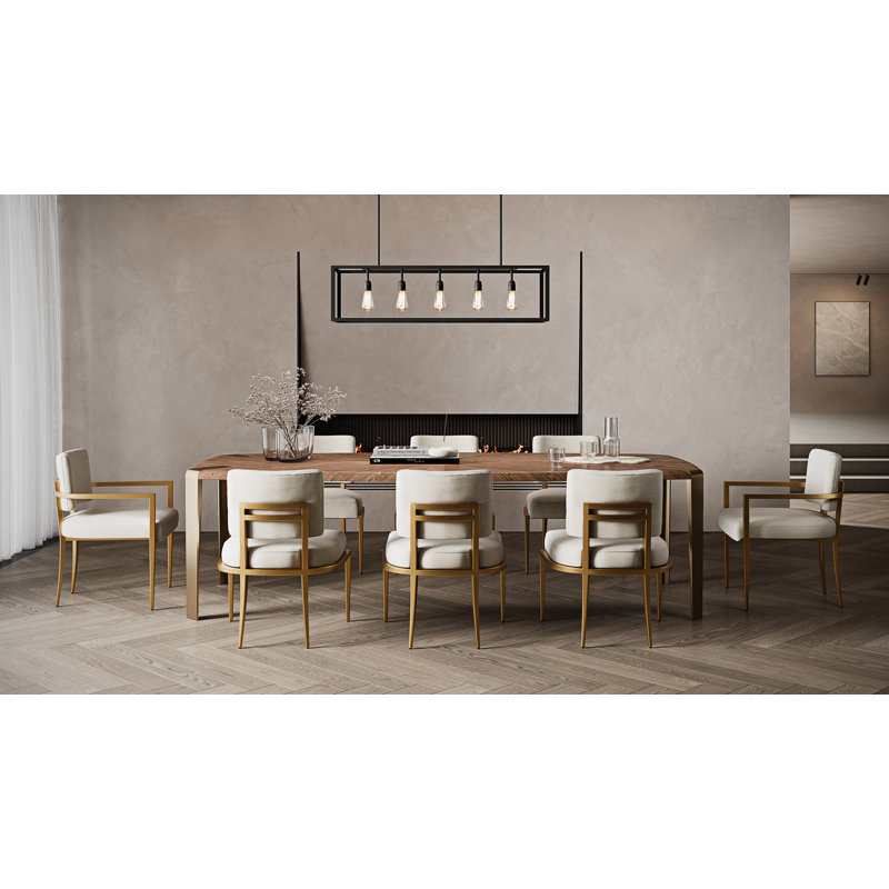 Walnut Dining Table Set with 6 Dining Chairs