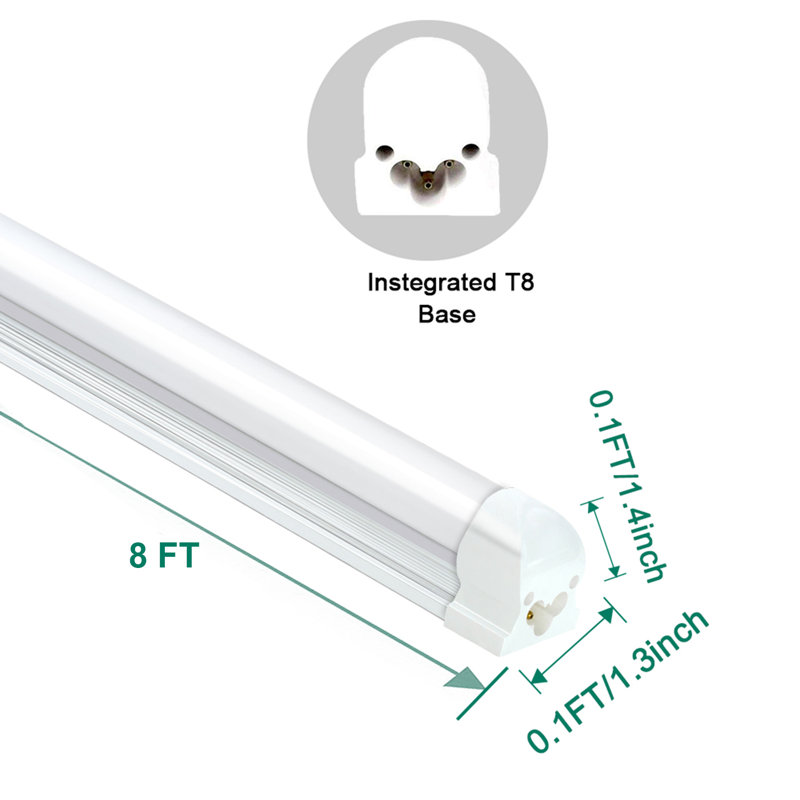 Éclairage de magasin intégré T8 8pi à DEL, 9 000 lumens