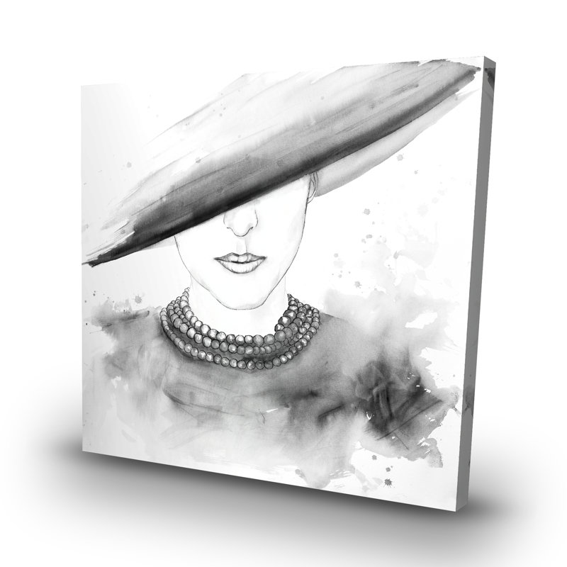 Mysterious lady with a hat - 32"x32" art on canvas