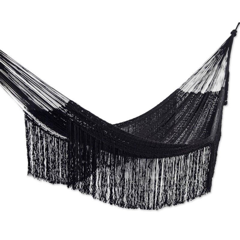Hamac à barre d'écartement double, l 75 po x L 79 po, Noir