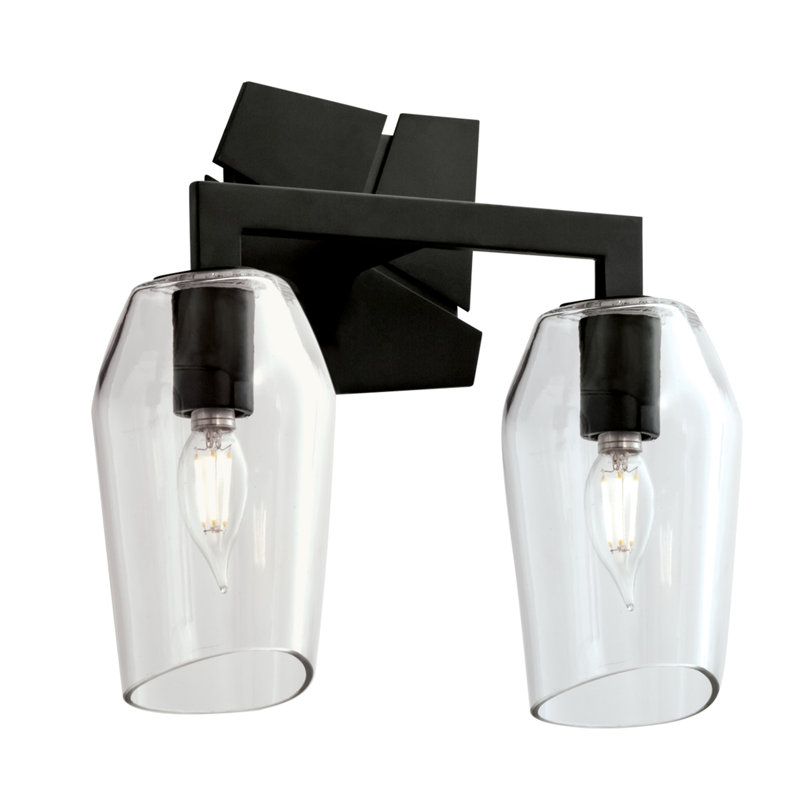 Éclairage pour salle de bain 2 lumières Gaia 11,5 po de large - noir trempé à l'acide, H 11,25 po x l 11,5 po x P 5,5 po