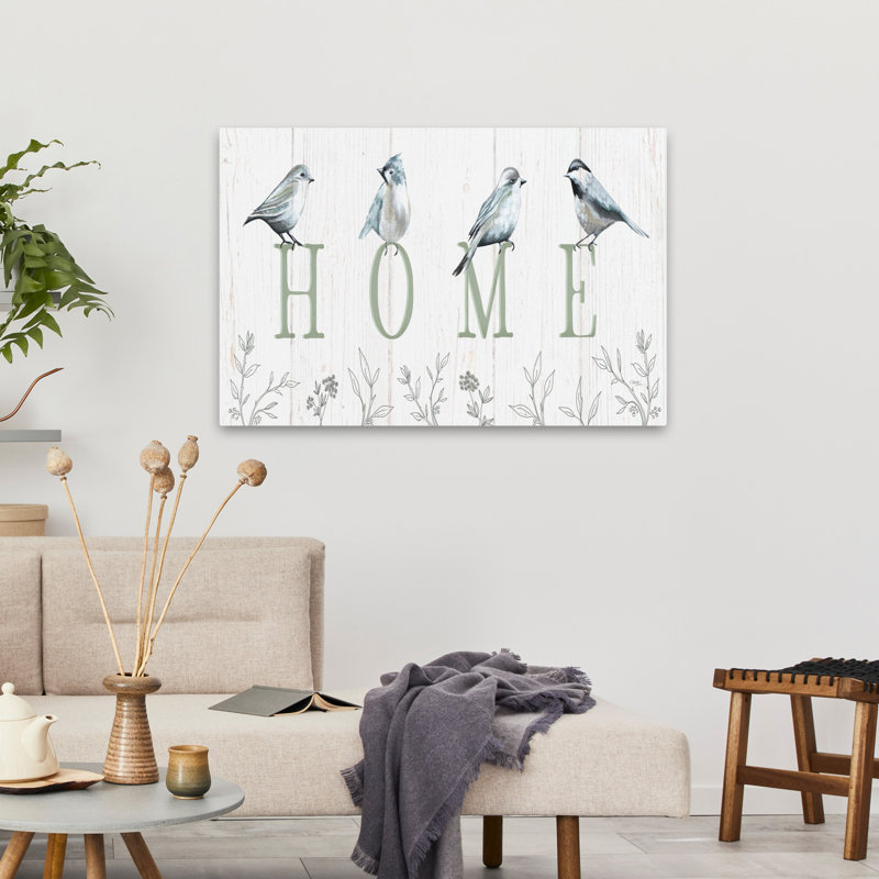 Home Birds - Illustration moderne d'oiseaux de ferme, aquarelle, oiseaux, art Word Art, H 24 po x l 36 po