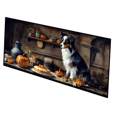 Australian Shepherd Fall Kitchen Pumpkins Runner Mat 28x58