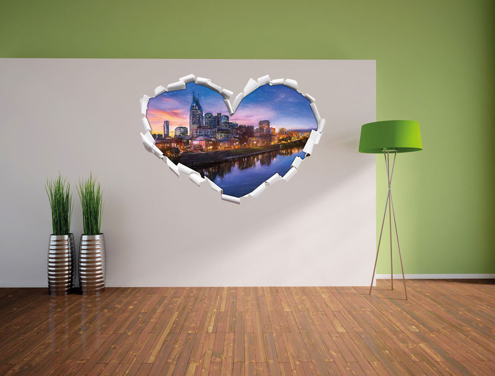 Wandtattoo Nashville Skyline Panorama mit Buntstift-Effekt