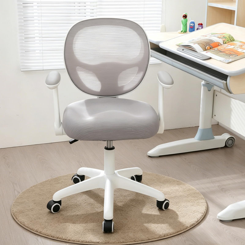 Fauteuil de bureau ergonomique pour enfants, fauteuil de bureau réglable en maille pour chambre à coucher, Grey/White