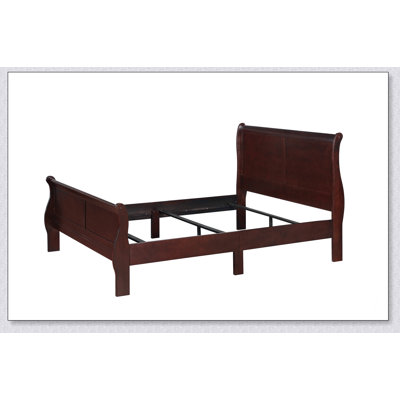 Louis Phillipe Queen Size Panel Sleigh Bed Solid Wood Wooden Bedroom Furniture