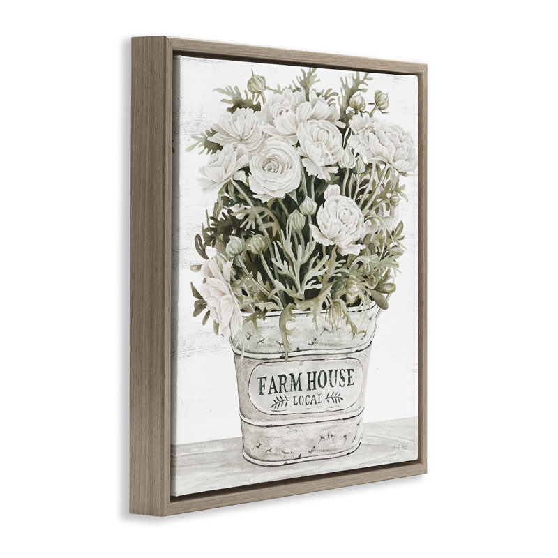 Jardinière Farmhouse Rose Blossoms, Cadre flottant orme Montalcino, H 25 po x l 25 po