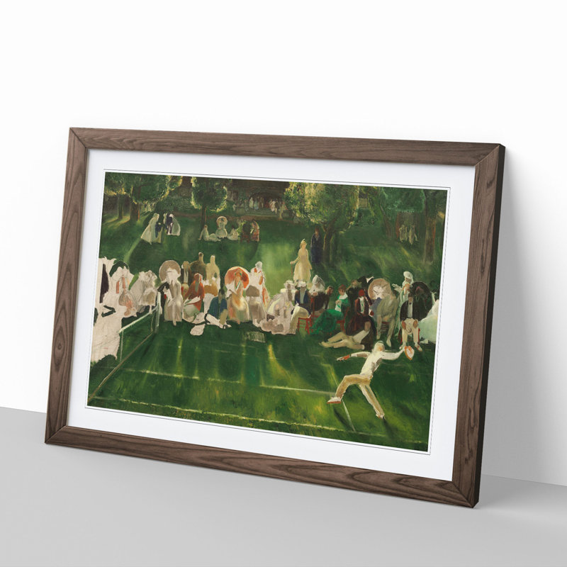 Tennis at Newport Vol.2 by George Bellows - Picture Frame Painting, Walnut, 36cm H x 48cm W x 2cm D
