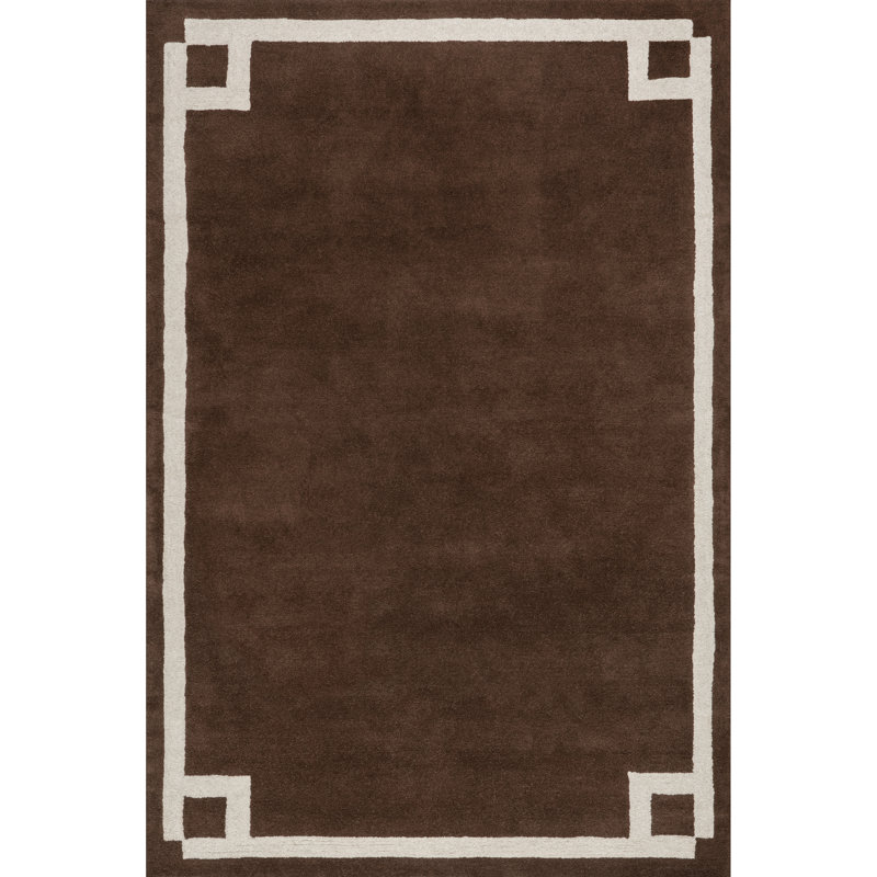 Grace Brown Handmade Wool Tufted Rectangular Area Rug 6' x 9'