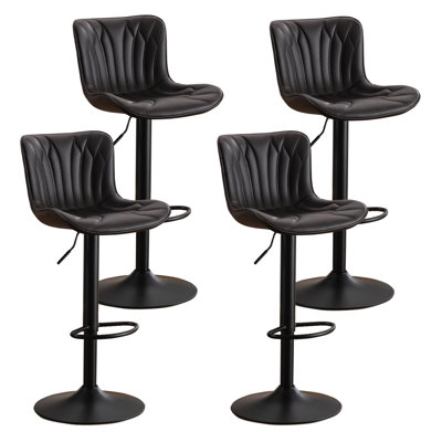 Denan Swivel Adjustable Height Bar Stools, Faux Leather Modern Bar Stools, Upholstered Counter Stool by Ebern Designs