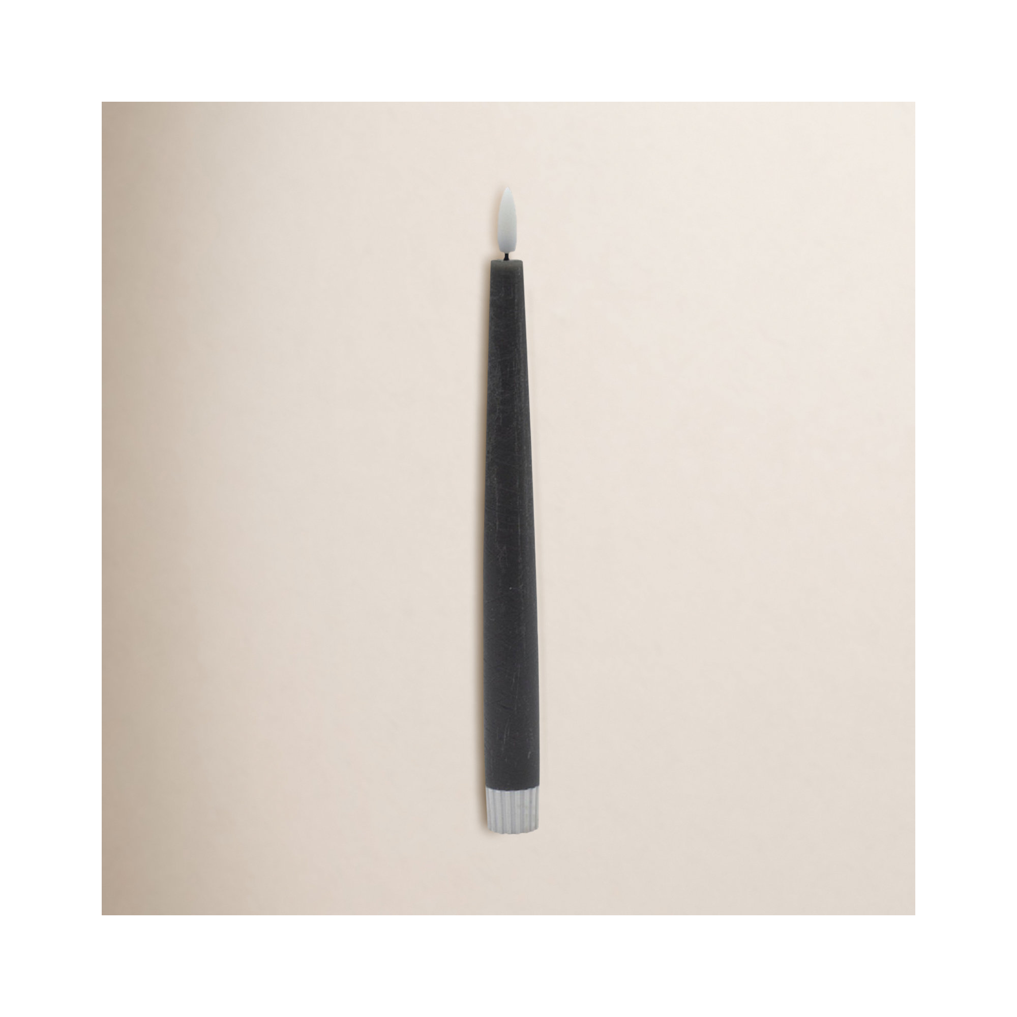 2 Pc Tall Flameless Taper Candle, Black