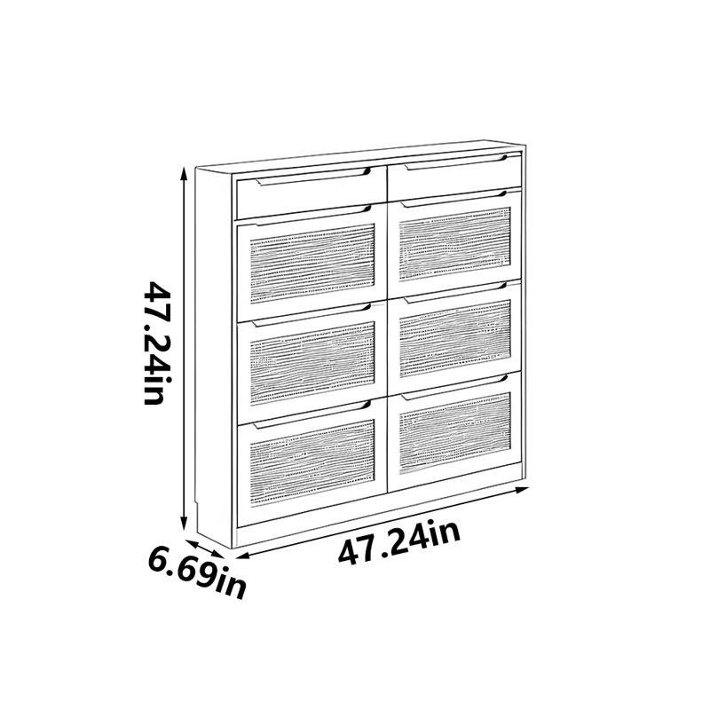 Classic and popular storage shoe cabinet, 47.24" H x 47.24" W x 6.69" D