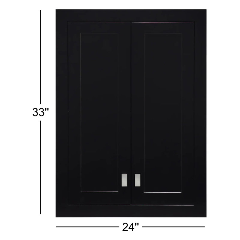 Armoire de salle de bain murale en bois massif l 24 po x H 33 po x P 8 po Higuera, Espresso, 1