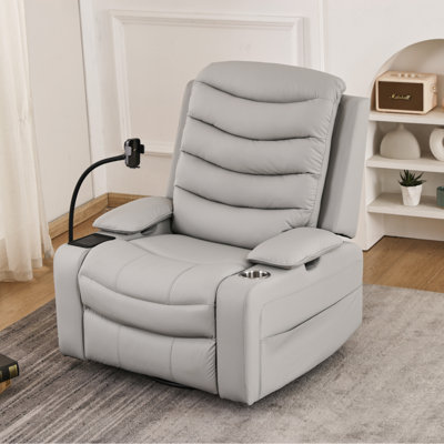 Fauteuils coulissants électriques avec support lombaire et chauffant, fauteuils inclinables pivotants avec accoudoirs réglables, fauteuil berçant avec porte-gobelet intelligent et support de charge sans fil pour l'allaitement