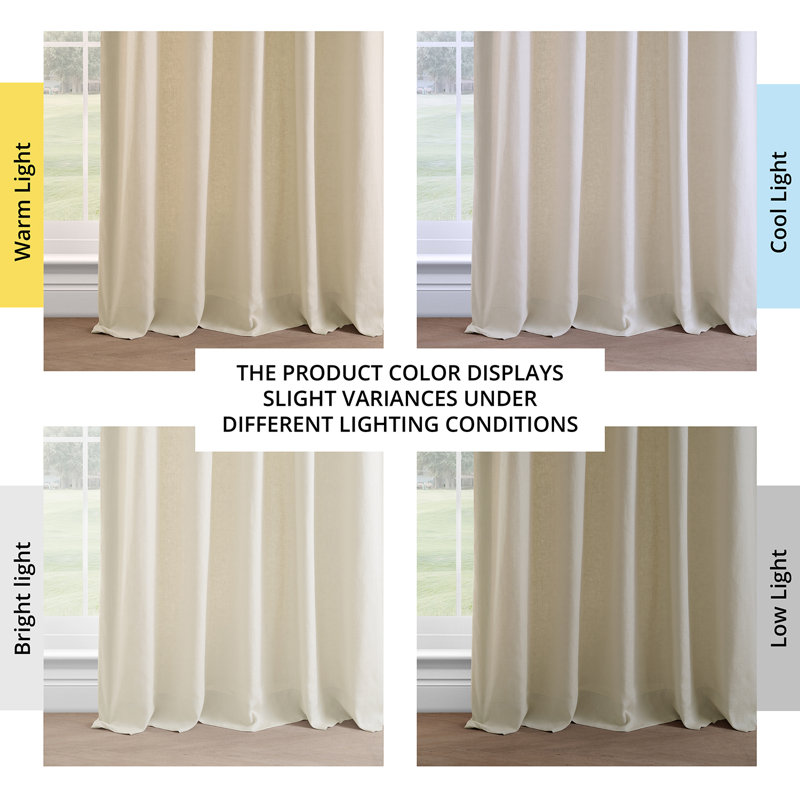 Briella French Linen Room Darkening Curtain, Ancient Ivory, 50" W x 84" L