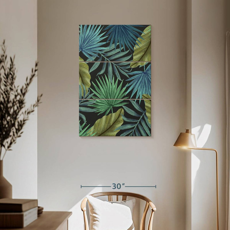 Motif de feuilles tropicales I, H 57 po x l 36 po