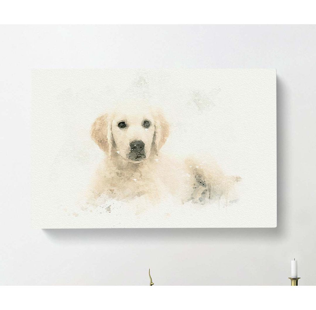 A Golden Retriever Puppy In Abstract - Wrapped Canvas