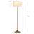 Quinn 60 in. Mid-Century Modern 1-Light LED Energy Efficient Floor Lamp with Fabric Drum Shade