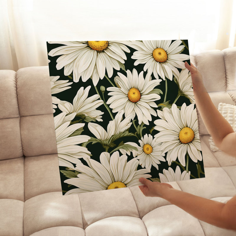 «Floral Daisy Flowers V», reproduction d'art moderne sans cadre, H 14 po x l 14 po