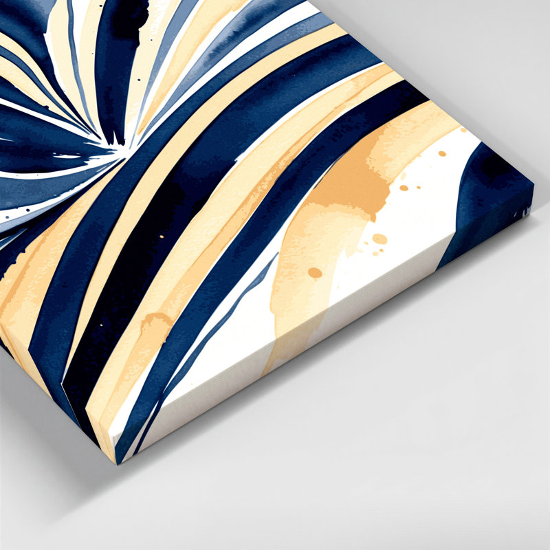Toile horizontale rayée crème et beige marine, H 12 po x l 12 po