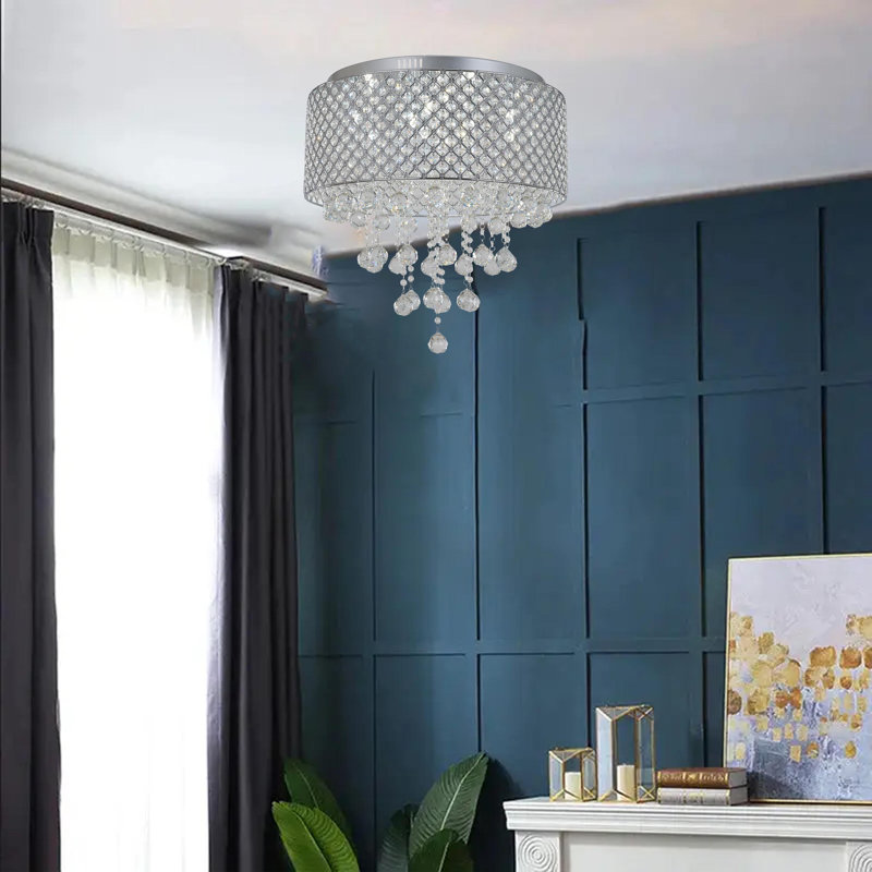 Darwin 9-Light Chrome Shade Chandelier with Crystal Accents