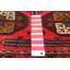 Tapis rouge en laine noué à la main de conception unique 3 pi 8 po x 7 pi 0 po Teimani