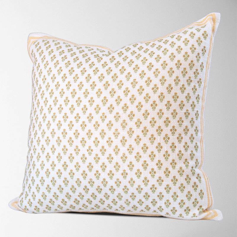 Floral Cotton Pillow Cover, Gold Floral