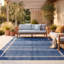 Tapis en lin moderne et minimaliste à bordure géométrique, bleu, gris, or, crème, ivoire, lavable à la machine, antidérapant, à poils courts, pour l'intérieur et l'extérieur, adapté aux animaux domestiques, idéal pour le salon, la chambre, la salle à manger, l'entrée, le couloir ou le bureau.-1640283244