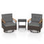 Ensemble de 3 chaises pivotantes pour l'extérieur avec coussins de table d'appoint en verre trempé à 2 niveaux-225751892