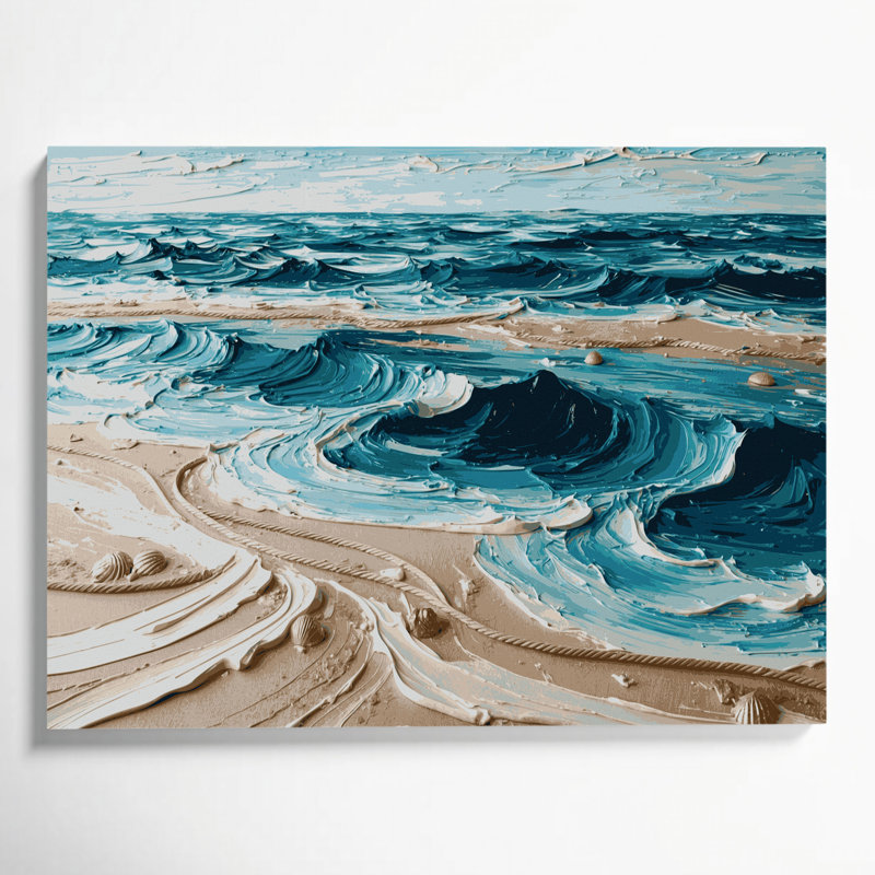 Art mural sur toile bleu nautique et vert sable, H 24 po x l 36 po
